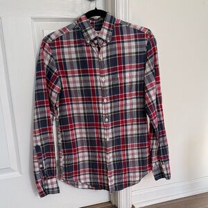 J. Crew Madras Red, Navy & White Plaid Button-Down Shirt XS